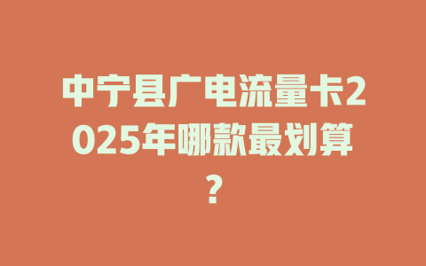 中宁县广电流量卡2025年哪款最划算？