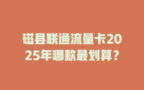 磁县联通流量卡2025年哪款最划算？