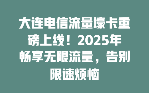 大连电信流量壕卡重磅上线！2025年畅享无限流量，告别限速烦恼