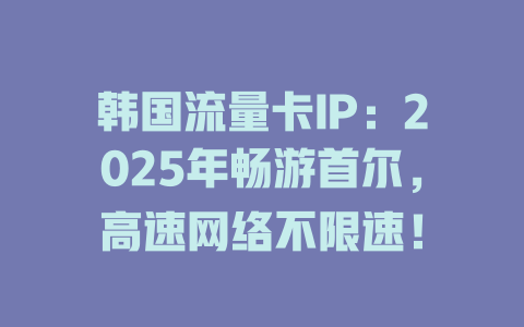 韩国流量卡IP：2025年畅游首尔，高速网络不限速！