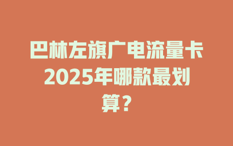 巴林左旗广电流量卡2025年哪款最划算？