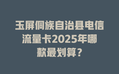 玉屏侗族自治县电信流量卡2025年哪款最划算？