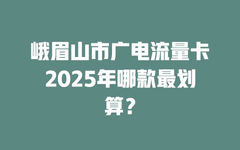 峨眉山市广电流量卡2025年哪款最划算？