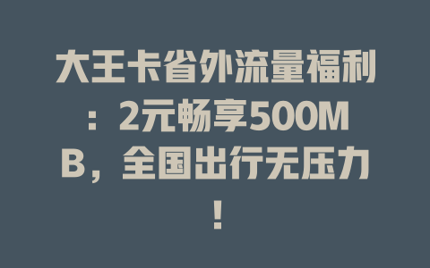 大王卡省外流量福利：2元畅享500MB，全国出行无压力！