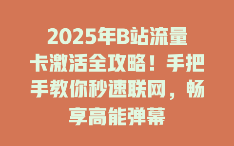 2025年B站流量卡激活全攻略！手把手教你秒速联网，畅享高能弹幕