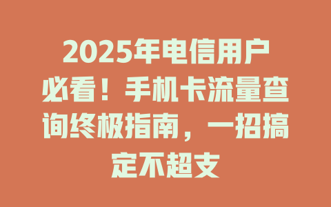 2025年电信用户必看！手机卡流量查询终极指南，一招搞定不超支