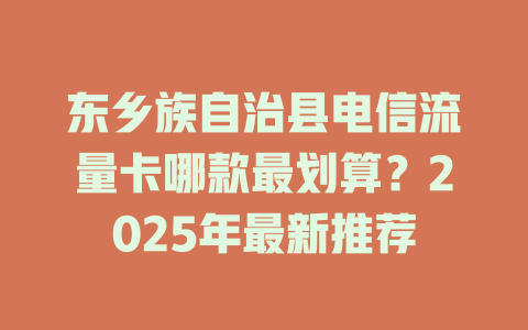 东乡族自治县电信流量卡哪款最划算？2025年最新推荐
