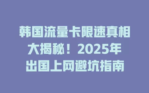 韩国流量卡限速真相大揭秘！2025年出国上网避坑指南