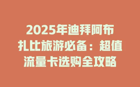2025年迪拜阿布扎比旅游必备：超值流量卡选购全攻略