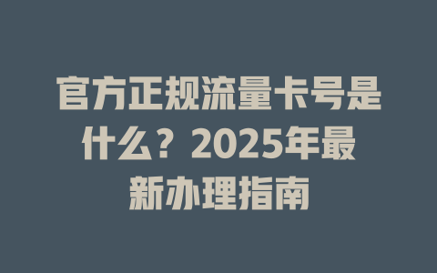 官方正规流量卡号是什么？2025年最新办理指南