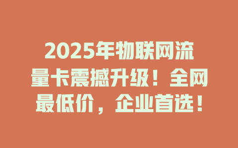 2025年物联网流量卡震撼升级！全网最低价，企业首选！