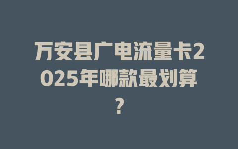 万安县广电流量卡2025年哪款最划算？