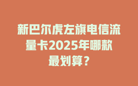 新巴尔虎左旗电信流量卡2025年哪款最划算？