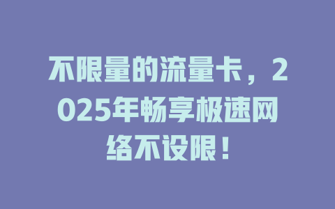 不限量的流量卡，2025年畅享极速网络不设限！