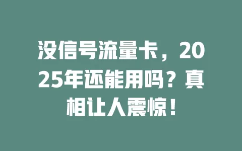 没信号流量卡，2025年还能用吗？真相让人震惊！
