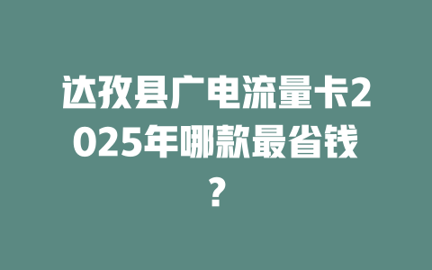 达孜县广电流量卡2025年哪款最省钱？