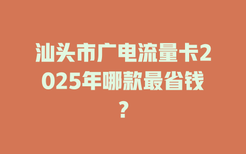 汕头市广电流量卡2025年哪款最省钱？
