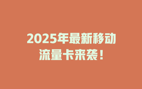 2025年最新移动流量卡来袭！