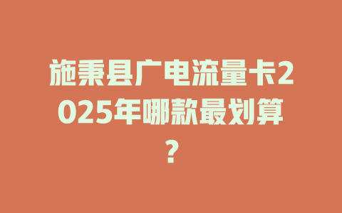 施秉县广电流量卡2025年哪款最划算？