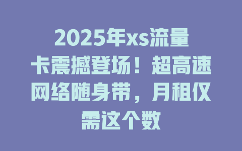 2025年xs流量卡震撼登场！超高速网络随身带，月租仅需这个数