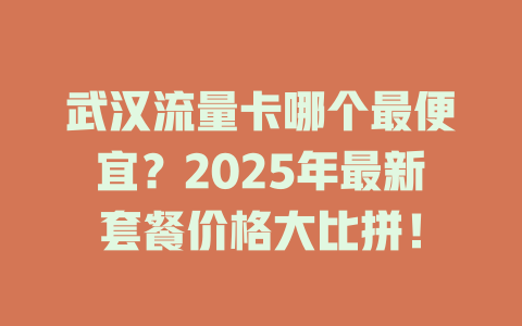 武汉流量卡哪个最便宜？2025年最新套餐价格大比拼！