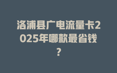 洛浦县广电流量卡2025年哪款最省钱？