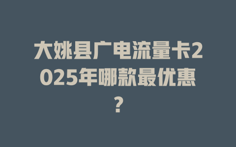 大姚县广电流量卡2025年哪款最优惠？