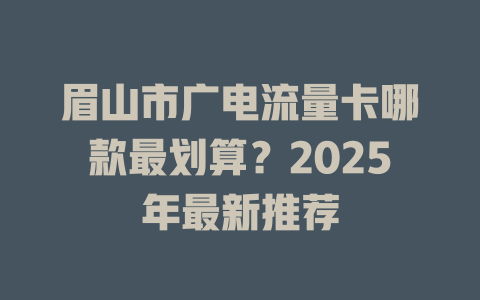 眉山市广电流量卡哪款最划算？2025年最新推荐