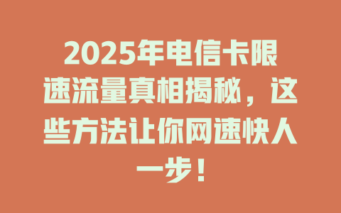 2025年电信卡限速流量真相揭秘，这些方法让你网速快人一步！