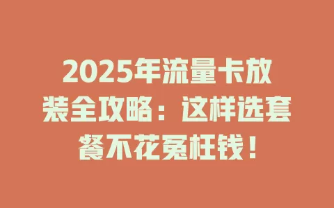 2025年流量卡放装全攻略：这样选套餐不花冤枉钱！