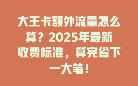 大王卡额外流量怎么算？2025年最新收费标准，算完省下一大笔！