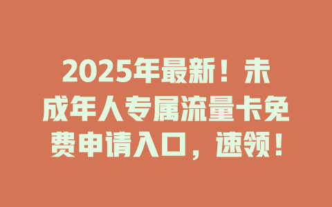 2025年最新！未成年人专属流量卡免费申请入口，速领！