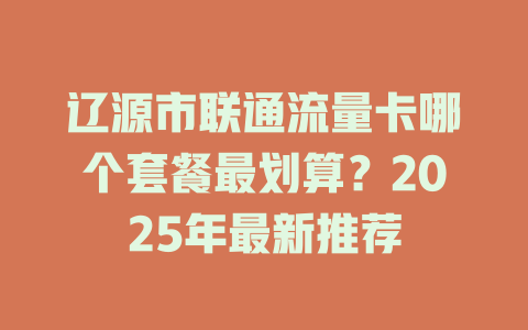 辽源市联通流量卡哪个套餐最划算？2025年最新推荐