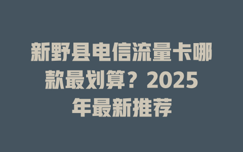 新野县电信流量卡哪款最划算？2025年最新推荐