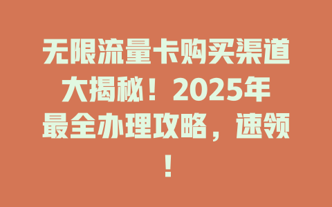 无限流量卡购买渠道大揭秘！2025年最全办理攻略，速领！