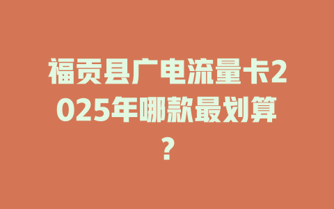 福贡县广电流量卡2025年哪款最划算？