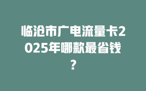 临沧市广电流量卡2025年哪款最省钱？