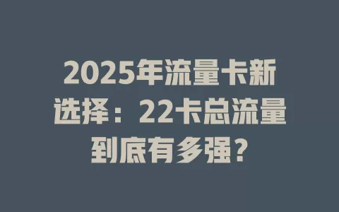 2025年流量卡新选择：22卡总流量到底有多强？