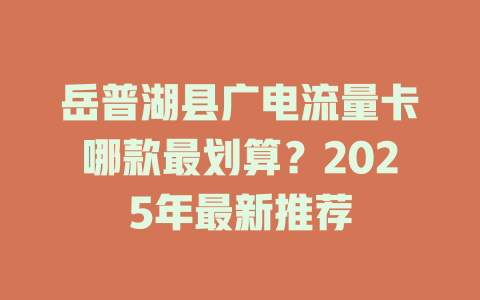 岳普湖县广电流量卡哪款最划算？2025年最新推荐