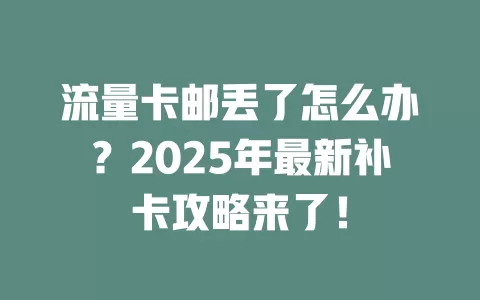 流量卡邮丢了怎么办？2025年最新补卡攻略来了！