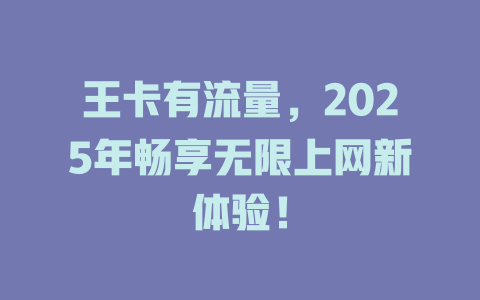 王卡有流量，2025年畅享无限上网新体验！