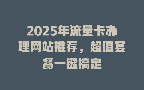 2025年流量卡办理网站推荐，超值套餐一键搞定