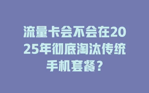 流量卡会不会在2025年彻底淘汰传统手机套餐？