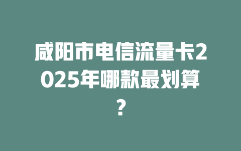 咸阳市电信流量卡2025年哪款最划算？