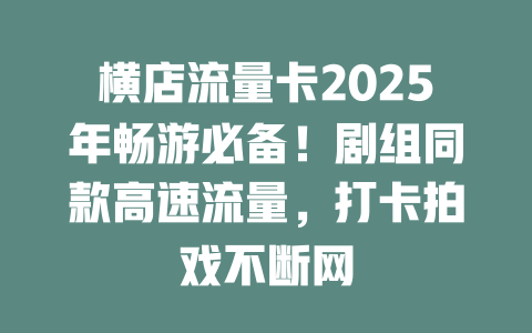 横店流量卡2025年畅游必备！剧组同款高速流量，打卡拍戏不断网
