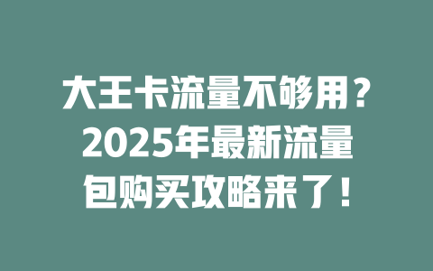 大王卡流量不够用？2025年最新流量包购买攻略来了！