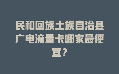 民和回族土族自治县广电流量卡哪家最便宜？