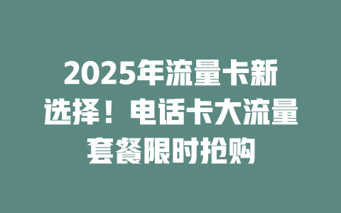 2025年流量卡新选择！电话卡大流量套餐限时抢购