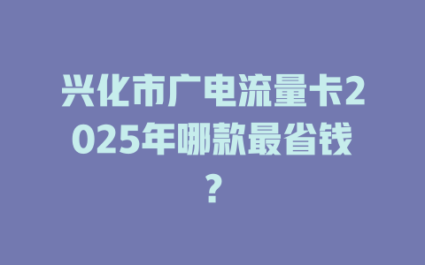 兴化市广电流量卡2025年哪款最省钱？