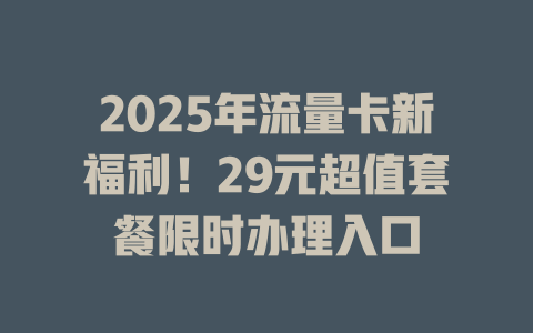 2025年流量卡新福利！29元超值套餐限时办理入口